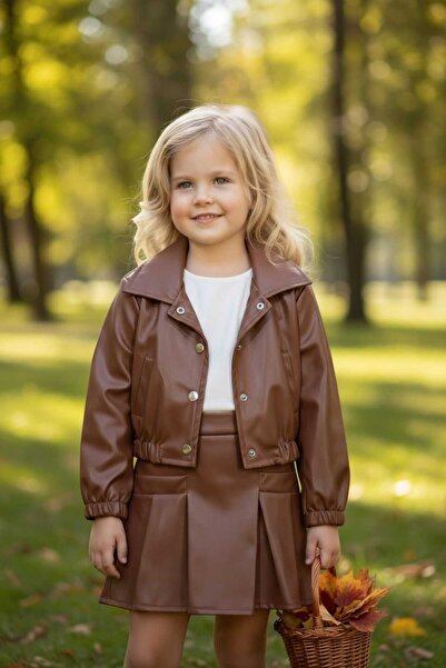 VİYOLİNA Skirt Jacket Stylish Leather Suit