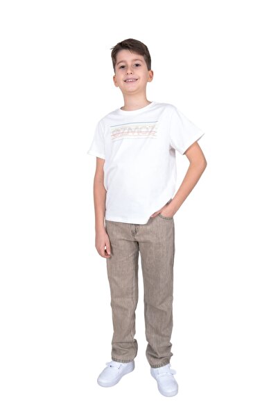 Ozmoz By Mukadder Özden 100% Cotton Denim Beige Boy's Trousers