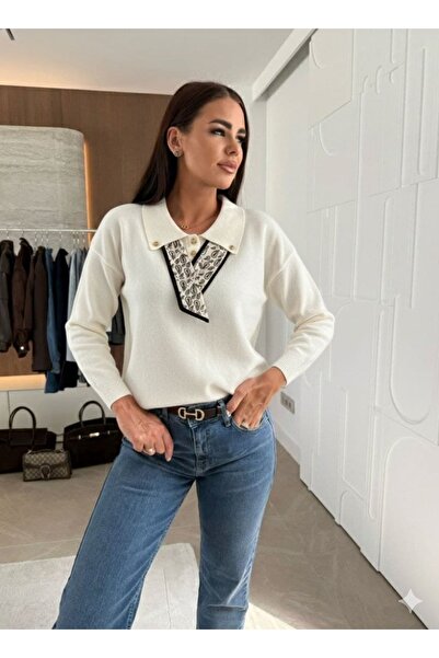 QBZ PULOVER CU GULER FULAR CU BUTONI