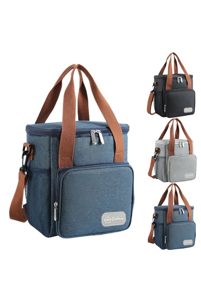 Lullaxx Lunch Bag Reusable Lunch Box Bag Insulated Large Cooler Lunch Tote--22 * 15 * 25cm,Blue