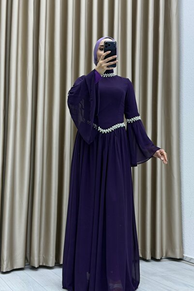 Matik Abiyem Elegant Stone Embroidered, Chiffon Detailed, Waist Accentuated, ...