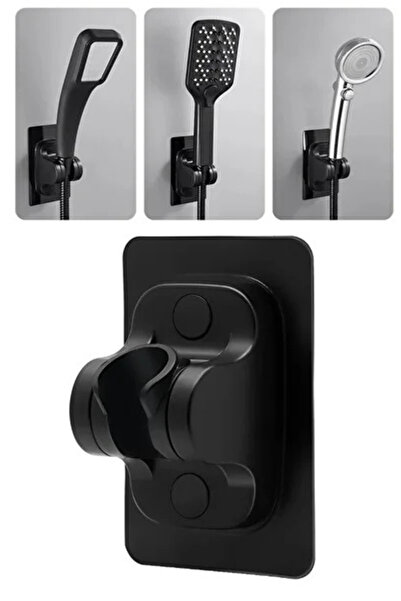Privo Yapışkanlı Duş Başlığı Tutucu Ayarlı Siyah Delmeden Montaj Ayarlanabili...