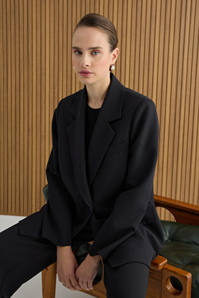 Aker Siyah Dokuma Ceket