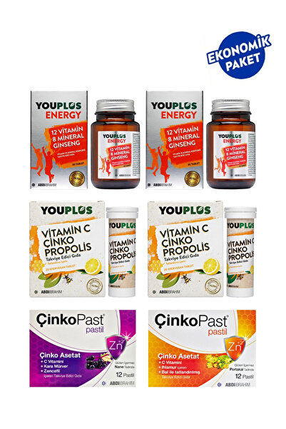 Youplus Kış Seti 2 Adet Energy 30 Tablet +2 Adet Çinko Propolis 20 Efervesan ...