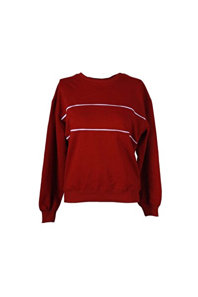 trender Piped O Neck O Neck 2 Thread Burgundy Women's Sweatshirt 26Ydt1000034