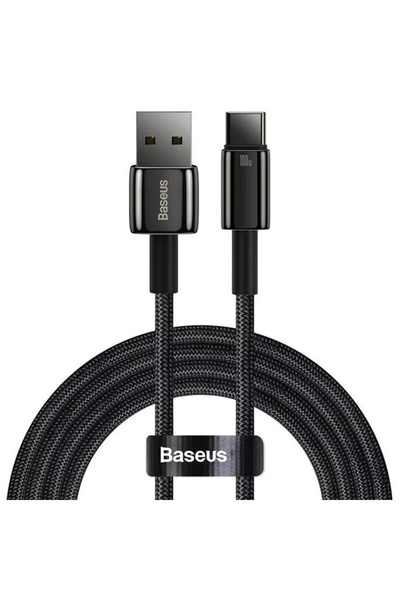 Baseus USB Data Cable to Type-C 100W, Super Fast Charging, 1m, 480Mbps, Tungsten Gold, Black