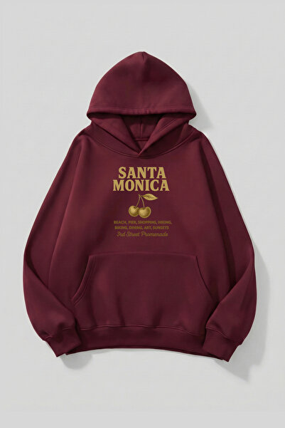 uyguntarz سويت شيرت بقلنسوة ناعم الملمس للجنسين من سانتا مونيكا مطبوع تصميم ق...
