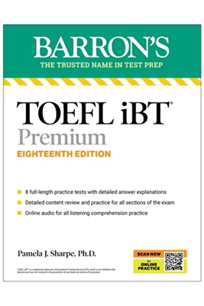 Barrons Education Series TOEFL IBT Premium cu 8 teste practice online + audio online, ediția a optsprezecea
