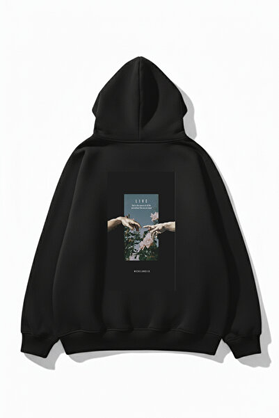 uyguntarz Hanorac unisex cu textura moale Live cu imprimeu Design supradimens...