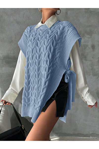 SÇLK TEKSTİL Stylish Solid Color Stand Collar Vest for Women - Adjustable Lac...