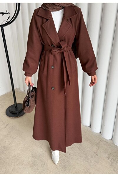 Aranlı tekstil Full Length Hijab Cashmere Coat/Cuffed Belted Cashmere Women's Coat