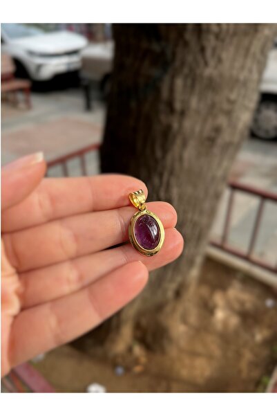 Erer Gümüş Gümüş altın kaplama ametist taşlı kolye ucu