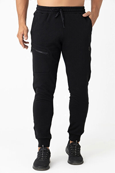 Crozwise Pantaloni de trening pentru bărbați cu trei fire, negri 2249