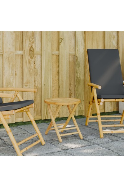 vidaxl Folding Garden Table Ø45x45 cm Bamboo