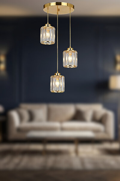 RONİSU AYDINLATMA Cristora Kristal Taşlı Sarkıt Avize - Modern Şık Taşlı Avize