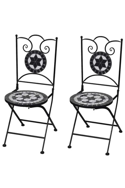 vidaxl كرسيان قابلان للطي للمقهى، قطعتان، مصنوعان من السيراميك باللونين الأسو...