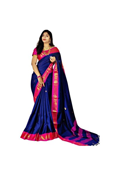 MYSMAR Blue Soft Silk Saree - FFT1061 | Blue