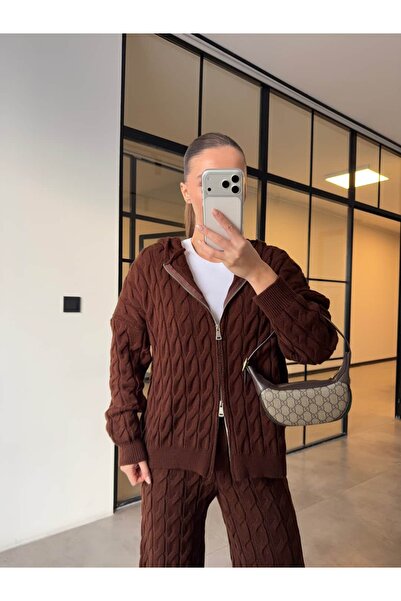 BB Bensu Buyruk Hair Braided Zippered Knitwear Set