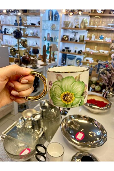 ÇIRPAN EV YEŞİL FLOWER 2'Lİ PORSELEN KUPA