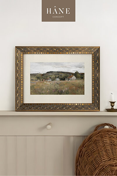 Hane Concept Vintage Landscape Painting – Classic Landscape – Gold Detailed F...