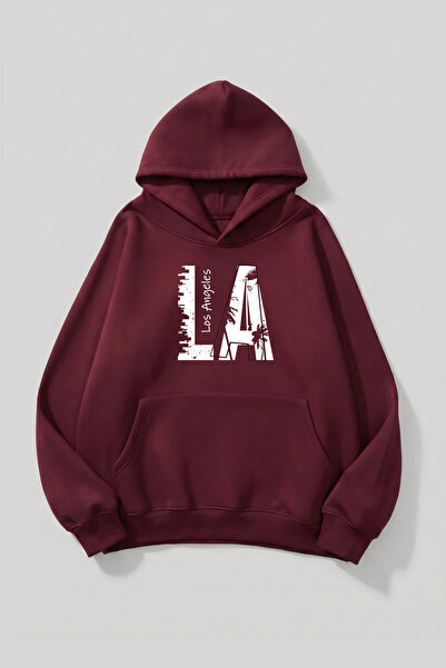 uyguntarz سويت شيرت بقلنسوة ناعم الملمس للجنسين من لوس أنجلوس LA مطبوع تصميم ...