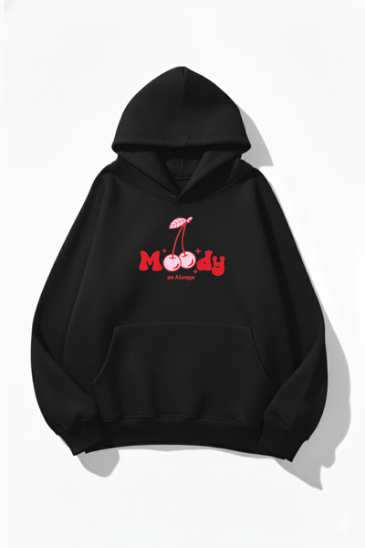 uyguntarz Hanorac unisex cu textura moale Moody Cheery cu imprimeu Design sup...