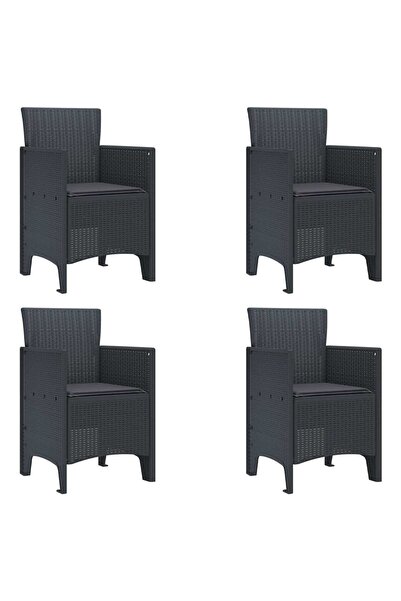 vidaxl طقم كراسي حديقة من 4 قطع، لون أنثراسيت، 53 × 49 × 85 سم، مصنوع من البو...