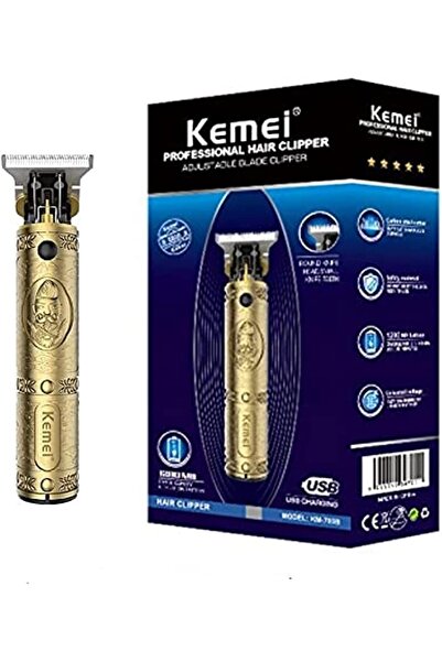 Kemier KEMIE KM-700B Professional Hair Trimmer, Gold, Cordless Electric Clipper, USB Charging