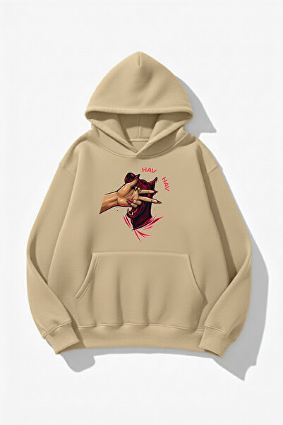 uyguntarz Hanorac unisex cu textura moale HAV HAV cu imprimeu Design supradim...