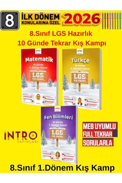 Mozaik Yayınları İntro 8.Sınıf Lgs Matematik-Türkçe-Fen Yarıyıl 1.Dönem 10 Gü...