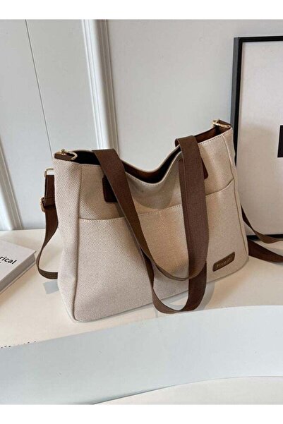 generalbuiltin Generic Canvas Tote Bag with Pockets, Crossbody Bag Tote