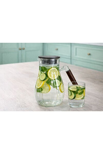 YONCA ART CONCEPT AROW SÜZGEÇLİ KAPAKLI AKASYA SAPLI CAM ŞIK SÜRAHİ- EV, OFİS...