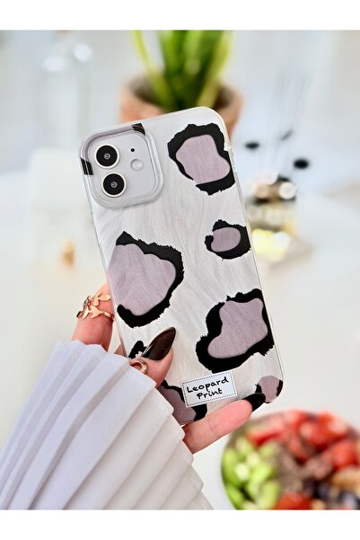 Go Aksesuar حافظة بتصميم ليوبارد رمادي لامع متغير اللون متوافقة مع آيفون 12 و...