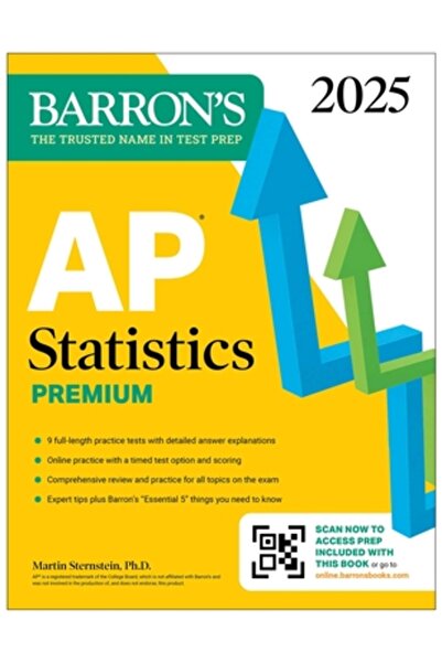 Barrons Education Series Statistică AP Premium, 2025: Caiet pregătitor cu 9 teste practice + recapitulare cuprinzătoare + practică online