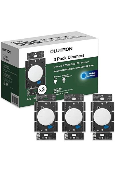 Lutron Led + Single-Pole/3-Way Led Locator Light Rotary Light Dimmer Switch, ...