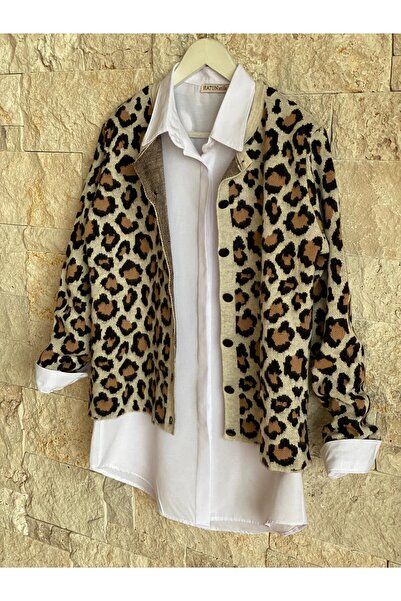 Hatun Atila سترة نسائية منسوجة بنقشة الفهد من هاتون أتيلة - 25176