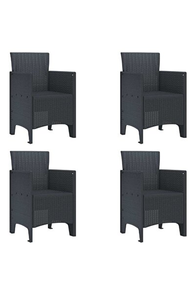 vidaxl طقم كراسي حديقة من 4 قطع، لون أنثراسيت، 53 × 49 × 85 سم، مصنوع من البو...