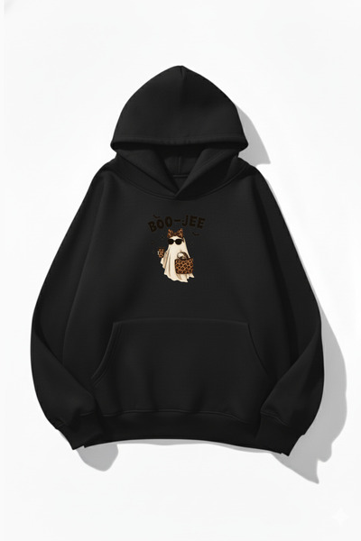 uyguntarz Hanorac unisex cu textura moale Boo-Jee Ghost cu imprimeu Design su...
