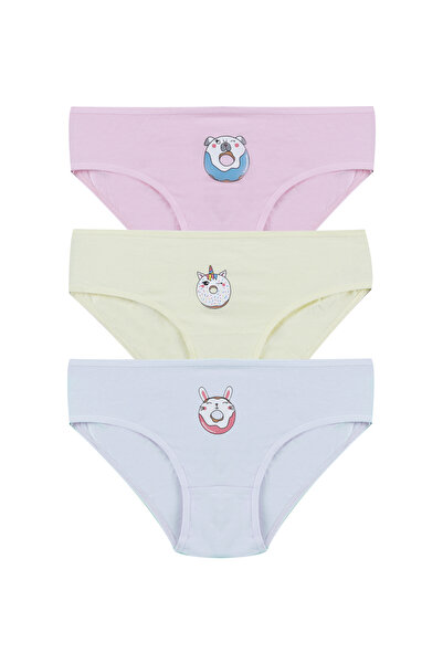 koza iç giyim Girl's 3-Piece Cute Mouse Patterned Slip