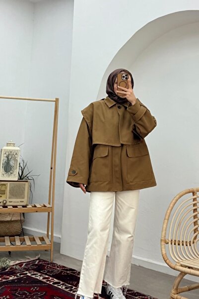 Kübra Aydıns Louie Trençkot-Yağ Yeşili