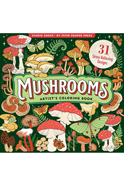 Peter Pauper Carte de colorat pentru adulți cu ciuperci (31 de modele pe o si...