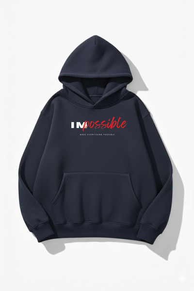 uyguntarz Hanorac unisex cu textura moale Impossible cu imprimeu Design supra...