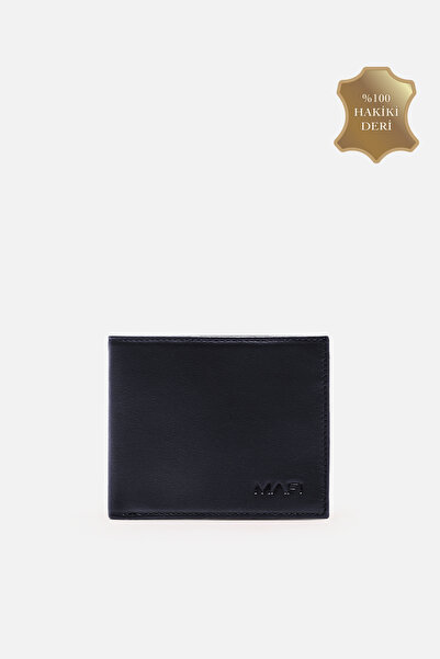 MAFİ Vintaro 100% Genuine Men's Leather Wallet Navy Blue