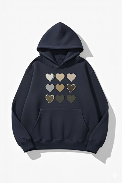 uyguntarz Hanorac unisex cu textura moale, cu cu imprimeu modele de inimă, su...