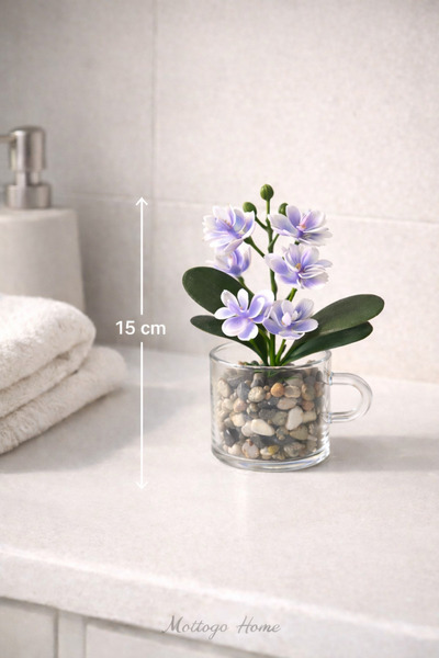 Mottogo Floare decorativă într-o cană de sticlă– Mini S albastru cobalt Flori...