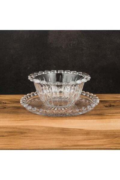 Elegant ✨ Luxury Glass Bowl and Saucer Set – 12 Pieces | Bowl Diameter 11.8 cm | Saucer Diameter 15 cm ✨