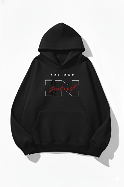 uyguntarz Hanorac unisex cu textura moale Believe In Yourself cu imprimeu Des...