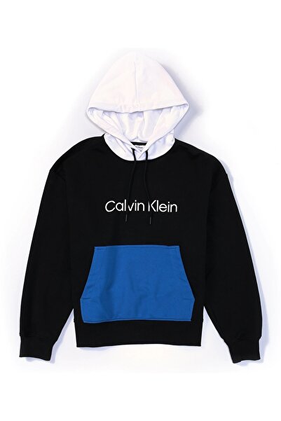 Calvin Klein Polo Colorblocked Logo-Print Hoodie Black/Blue OVERSIZED