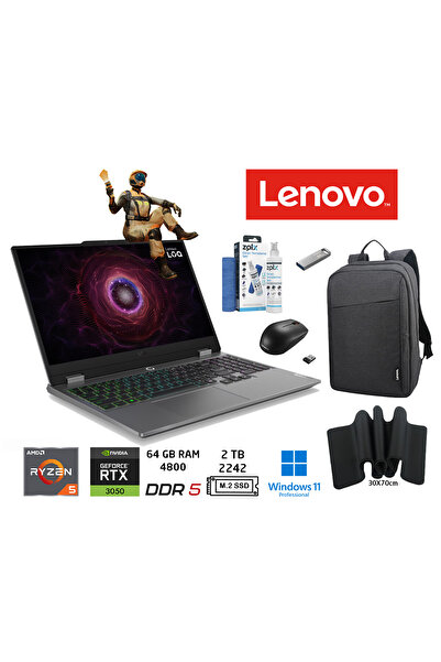 LENOVO LOQ AMD Ryzen5 7235HS 64GB 2 TBSSD RTX3050 W11PRO 15.6FHD 144Hz 83JC00...