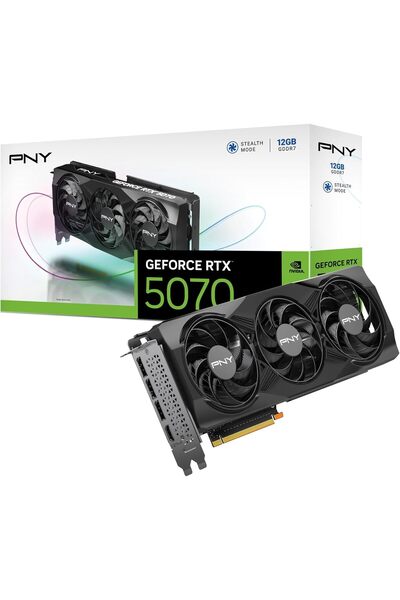 PNY بطاقة رسومات GEFORCE RTX™ 5070 بسعة 12 جيجابايت وثلاث مراوح وتقنية DLSS 4